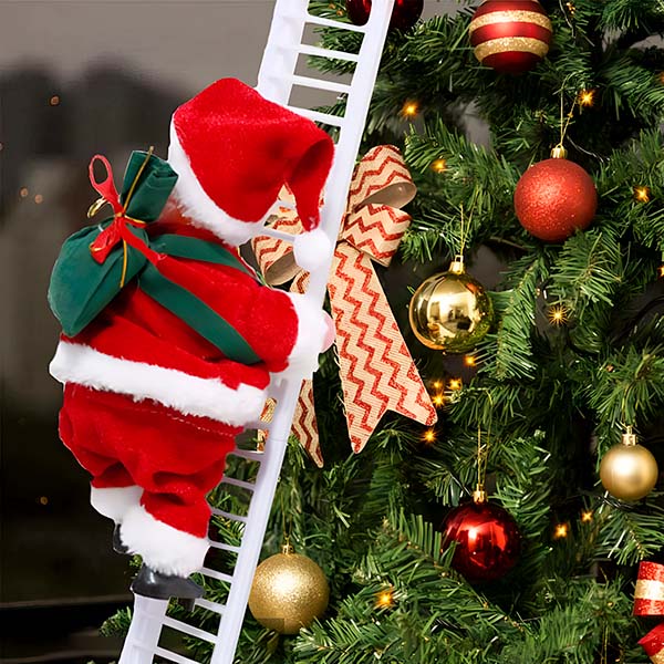 Papá Noel Animado en Escalera — ¡La figura que se roba todas las miradas!