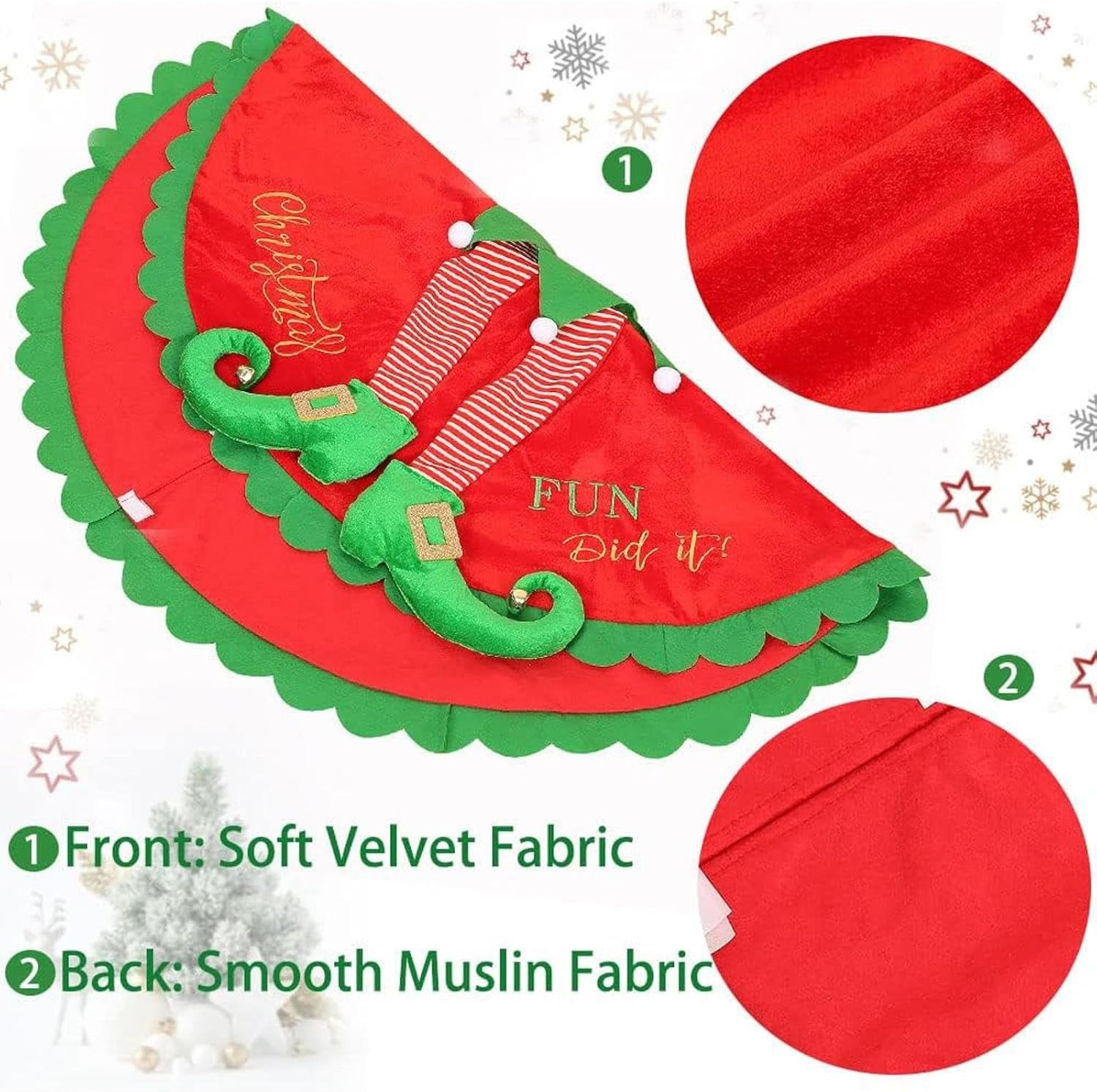 Falda Estilo Elfo — ¡Decora tu árbol con alegría y mucha magia navideña!