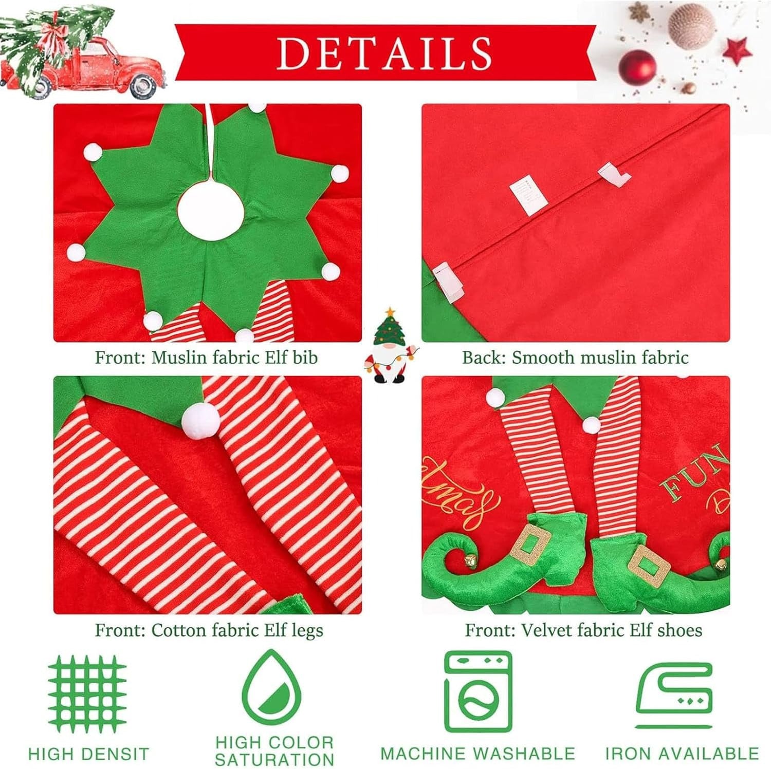 Falda Estilo Elfo — ¡Decora tu árbol con alegría y mucha magia navideña!