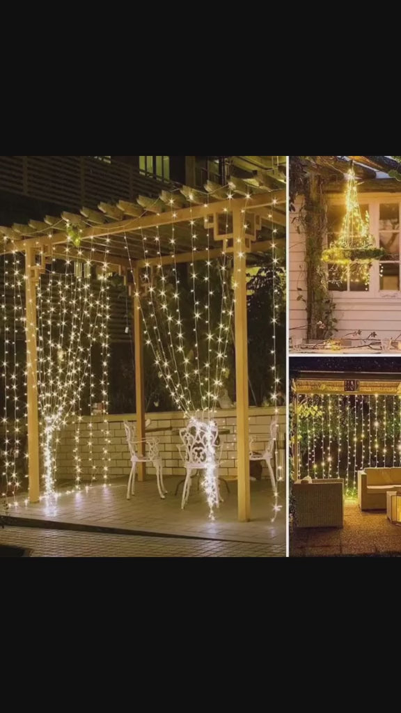 Cortina de Luces 3x3 Cálida y Multicolor — ¡Ilumina tu Navidad con magia!